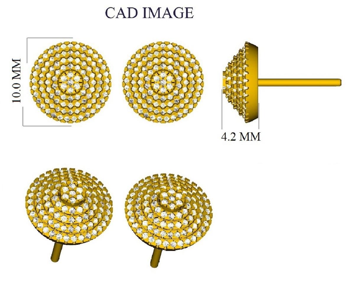 Adorn your formal wear with extra glitz when you put on these multi diamond frame stud earrings. Expertly crafted in 18K Yellow Gold,  earring is cleverly filled with 204 round diamond set in micro-prong setting and dazzles in H-I color I1 clarity.