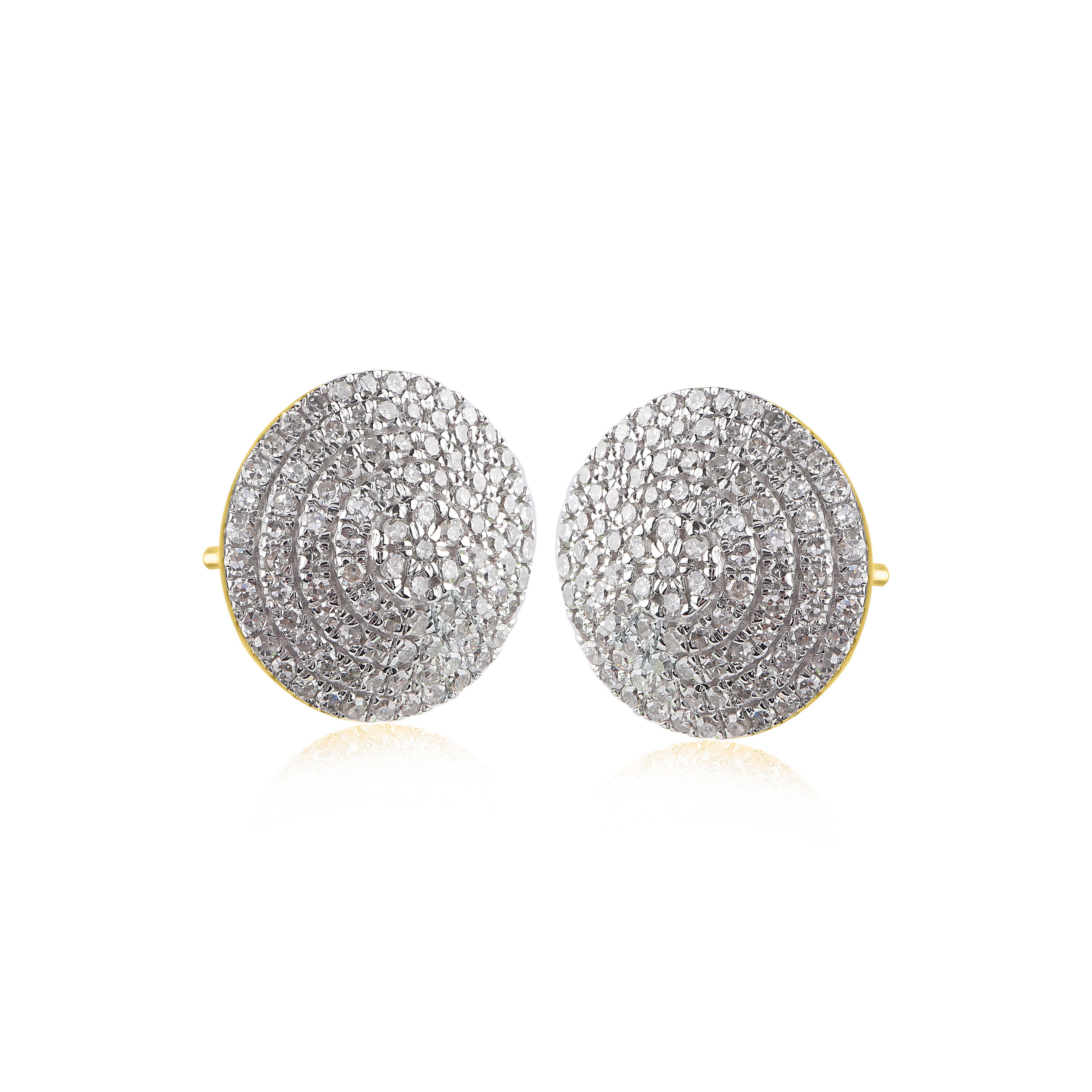 TJD 0.50 Carat Round Diamond 18 Kt Yellow Gold Multi Halo Fashion Stud Earrings In New Condition For Sale In New York, NY