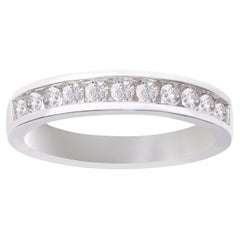 TJD 0.50 Quilates Diamante Redondo 18KT Oro Blanco Channel Set Alianza de Boda Clásica