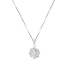 TJD Collar Colgante Racimo Floral de Diamantes Redondos de 0,50 Quilates en Oro Blanco de 10 K