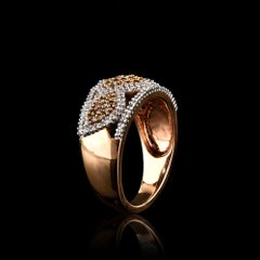 TJD 0.50 Carat White and Cognac Diamond 14K Rose Gold Infinity Wedding Band Ring