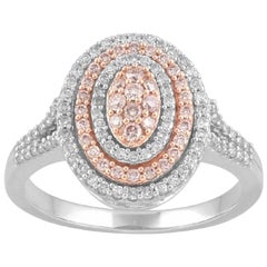 TJD 0.50 Ct Natural Pink Rosé & White Diamond 14K White Gold Engagement Ring