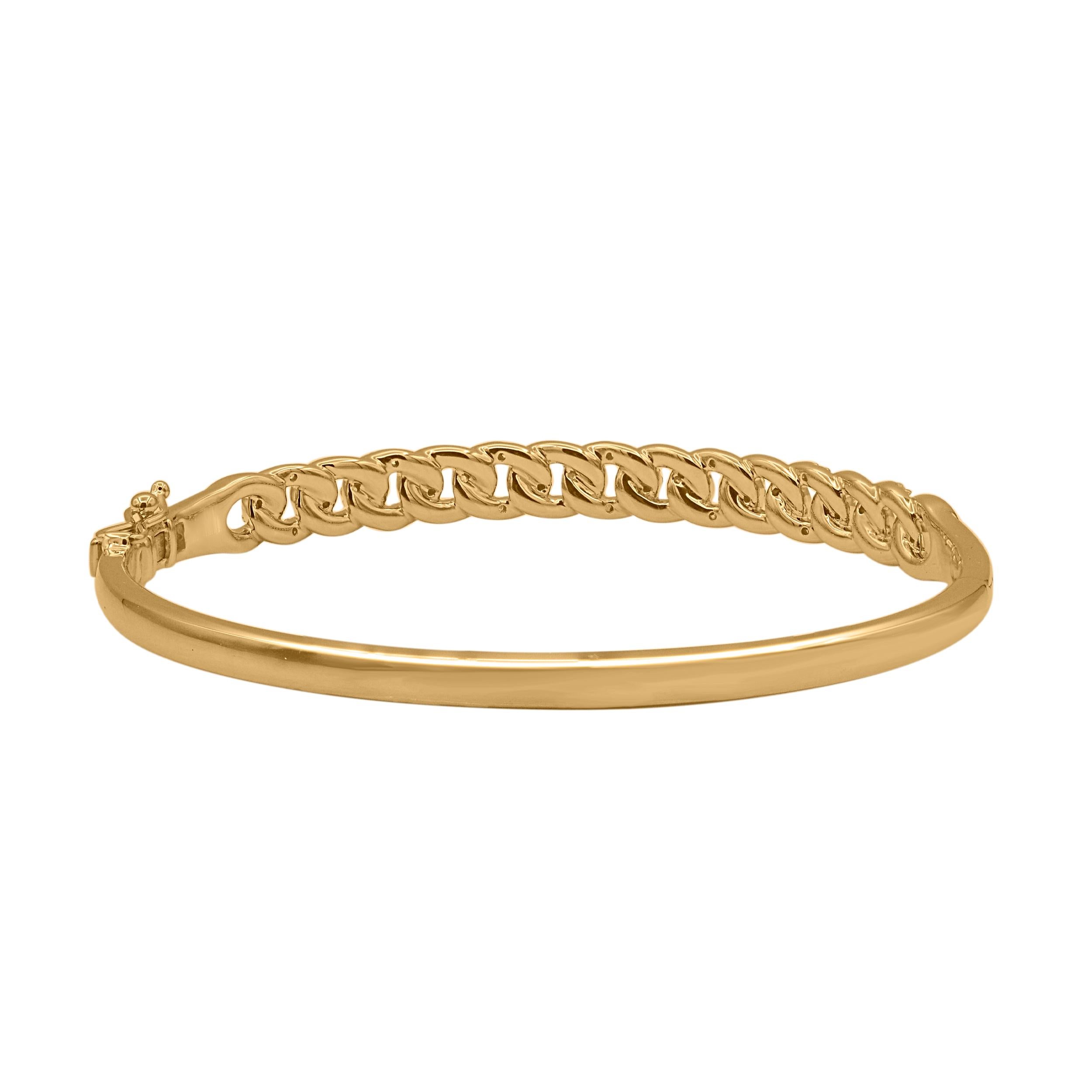 Moderne Bracelet jonc à maillons entrelacés en or jaune 14 carats avec diamants ronds naturels 0,50 carat TJD en vente