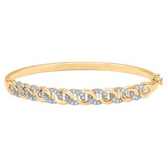 TJD Pulsera brazalete de oro amarillo de 18 quilates con diamantes redondos naturales de 0,50 quilates
