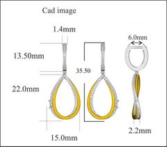 TJD 0,51 carati di diamanti rotondi/baguette in oro giallo 14k Orecchini a goccia intrecciati
