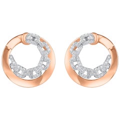 TJD 0.55 Carat Diamond 18 Karat Two Tone Gold Chain Link Twist Earrings