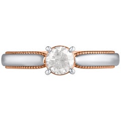 TJD 0,60 Karat Diamant 18 Karat zweifarbiger Verlobungsring im Vintage-Stil in Krappenfassung