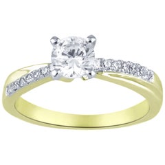 TJD 0,64 Karat runder Diamant 18 Karat Gelbgold Designer Verlobungsring