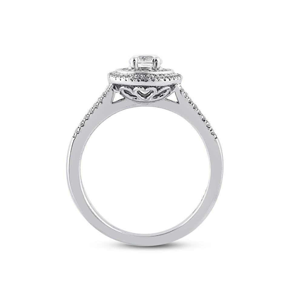 TJD 0,65 carati di diamante taglio rotondo in oro bianco 14KT Anello di fidanzamento a cluster aureo In condizioni Nuovo in vendita a New York, NY