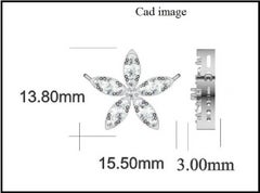 TJD 0.65 Carat Round Diamond 14K White Gold Floral Design Pendant with Chain