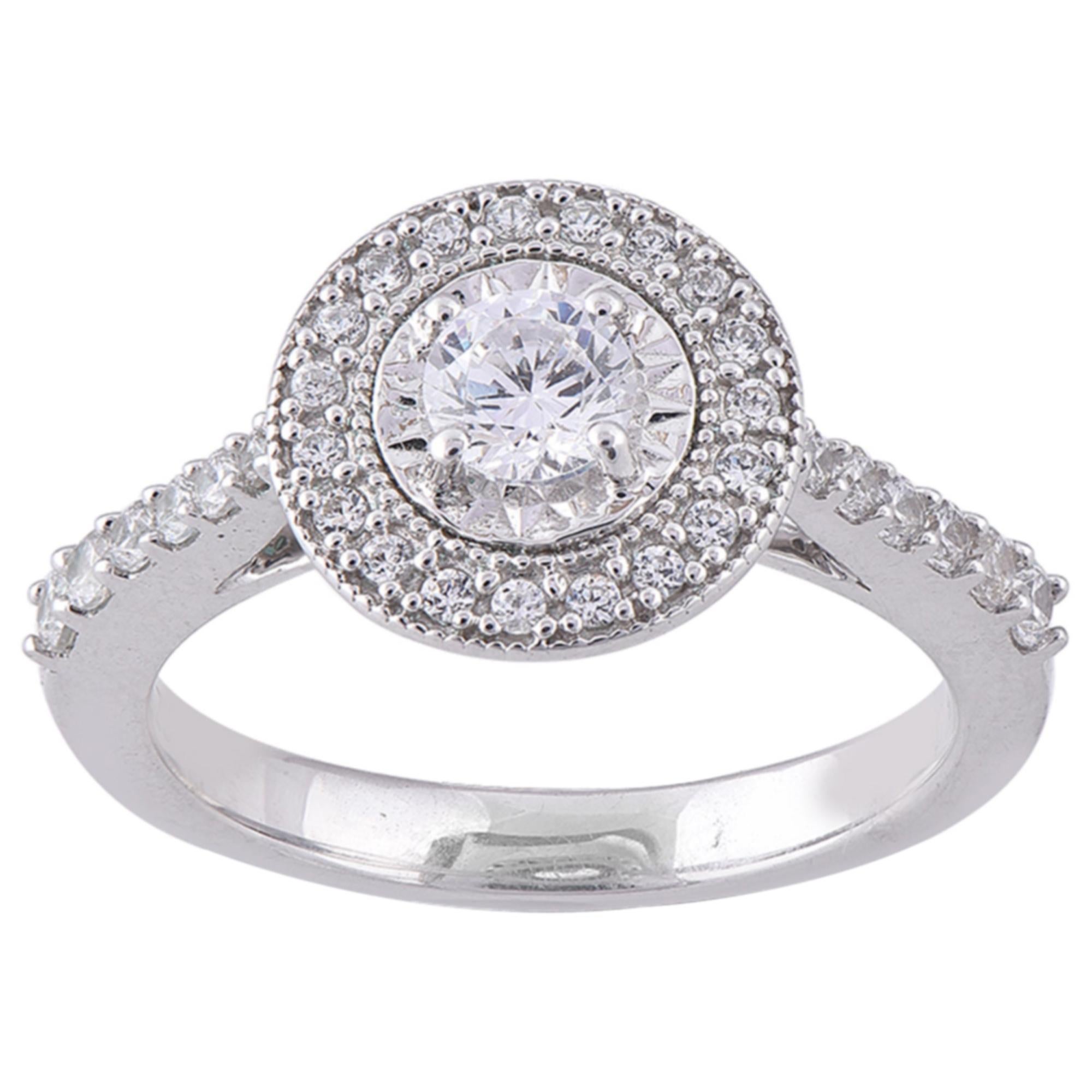 TJD 0.65 Carat Round Diamond 18 Karat White Gold Engagement Ring For Sale