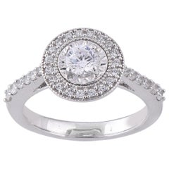 TJD 0.65 Carat Round Diamond 18 Karat White Gold Engagement Ring