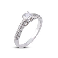 TJD 0.66 Carat 18 Karat White Gold 4 Prong Diamond Engagement Ring