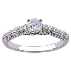 TJD 0.66 Carat 18 Karat White Gold 4 Prong Diamond Engagement Ring