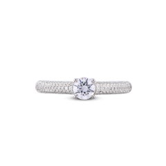 TJD 0.66 Carat Natural Round Cut Diamond 14 Karat White Gold Engagement Ring