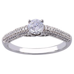 TJD 0.66 Carat Natural Round Cut Diamond 14 Karat White Gold Engagement Ring