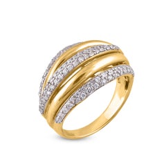TJD 0,67 Karat runder Diamant 14 Karat Gelbgold getönter Ehering in Form eines Rings