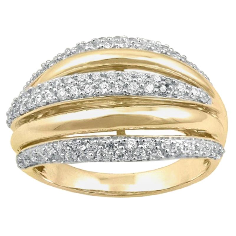 TJD 0.67 Carat Round Diamond 14 Karat Yellow Gold Done Shape Wedding Band Ring