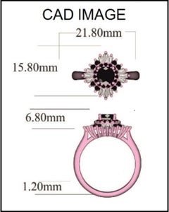 TJD 0.70 Carat Natural Blue Sapphire and Diamond 14 Karat Gold Ballerina Ring