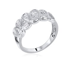 TJD 0.75 Carat Baguette Diamond 14KT White Gold Wave Band Ring