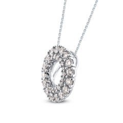 TJD 0.75 Carat Brilliant Cut Diamond 14KT Gold Eternity Circle Pendant Necklace