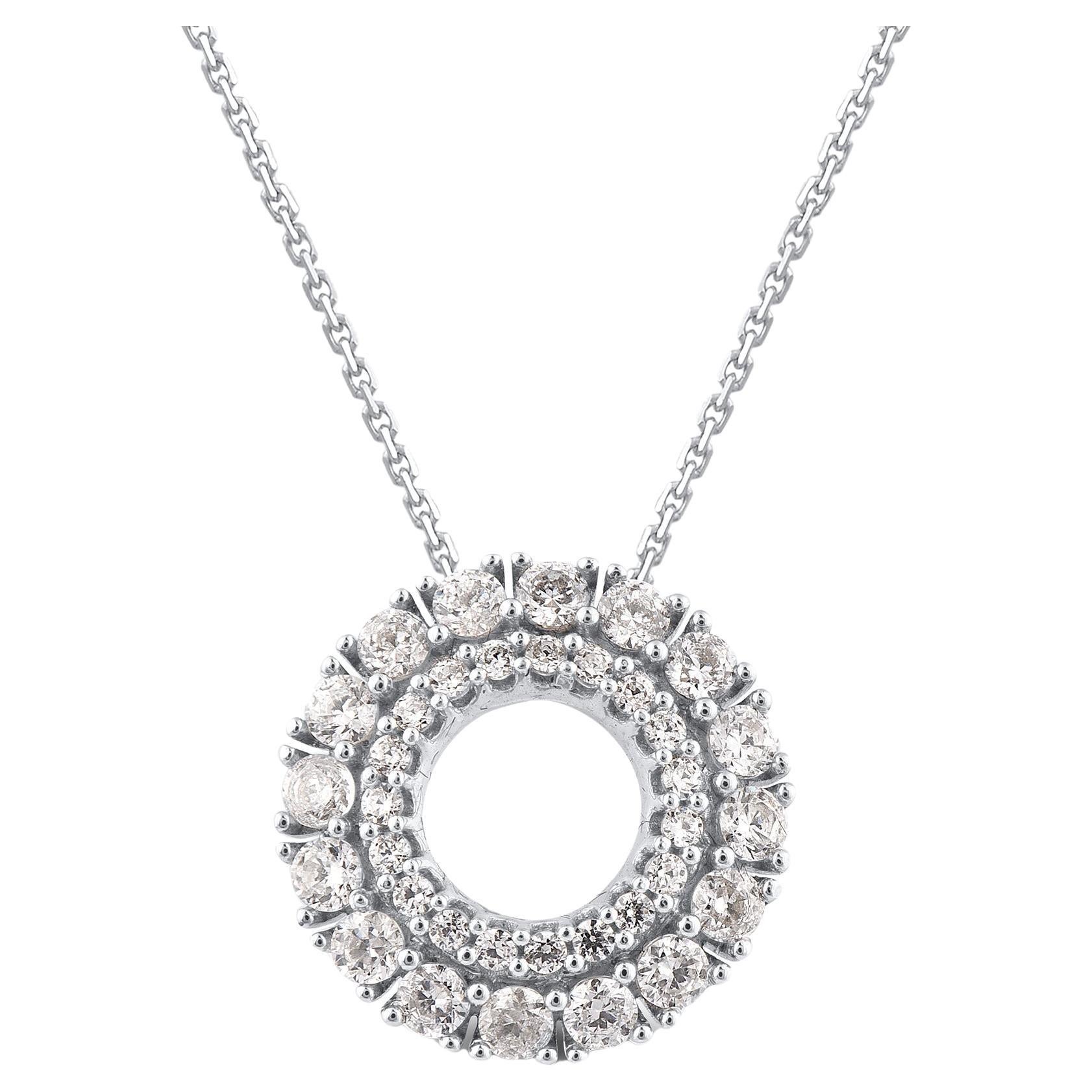 TJD 0.75 Quilates Diamante Corte Brillante Oro 14KT Collar Colgante Eternidad Círculo en venta