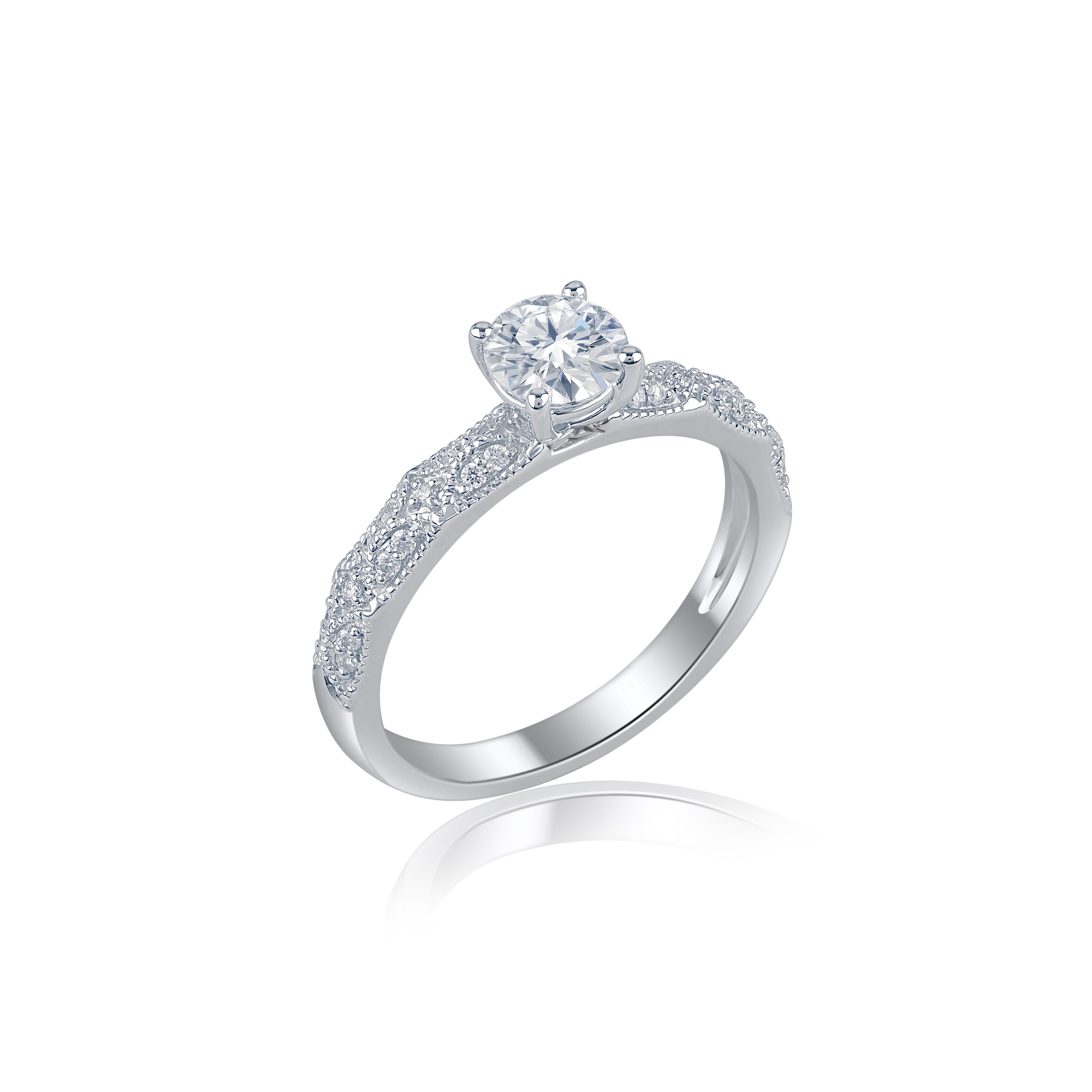 Contemporary TJD 0.75 Carat Brilliant Diamond 14 Karat White Gold Solitaire Wedding Ring For Sale