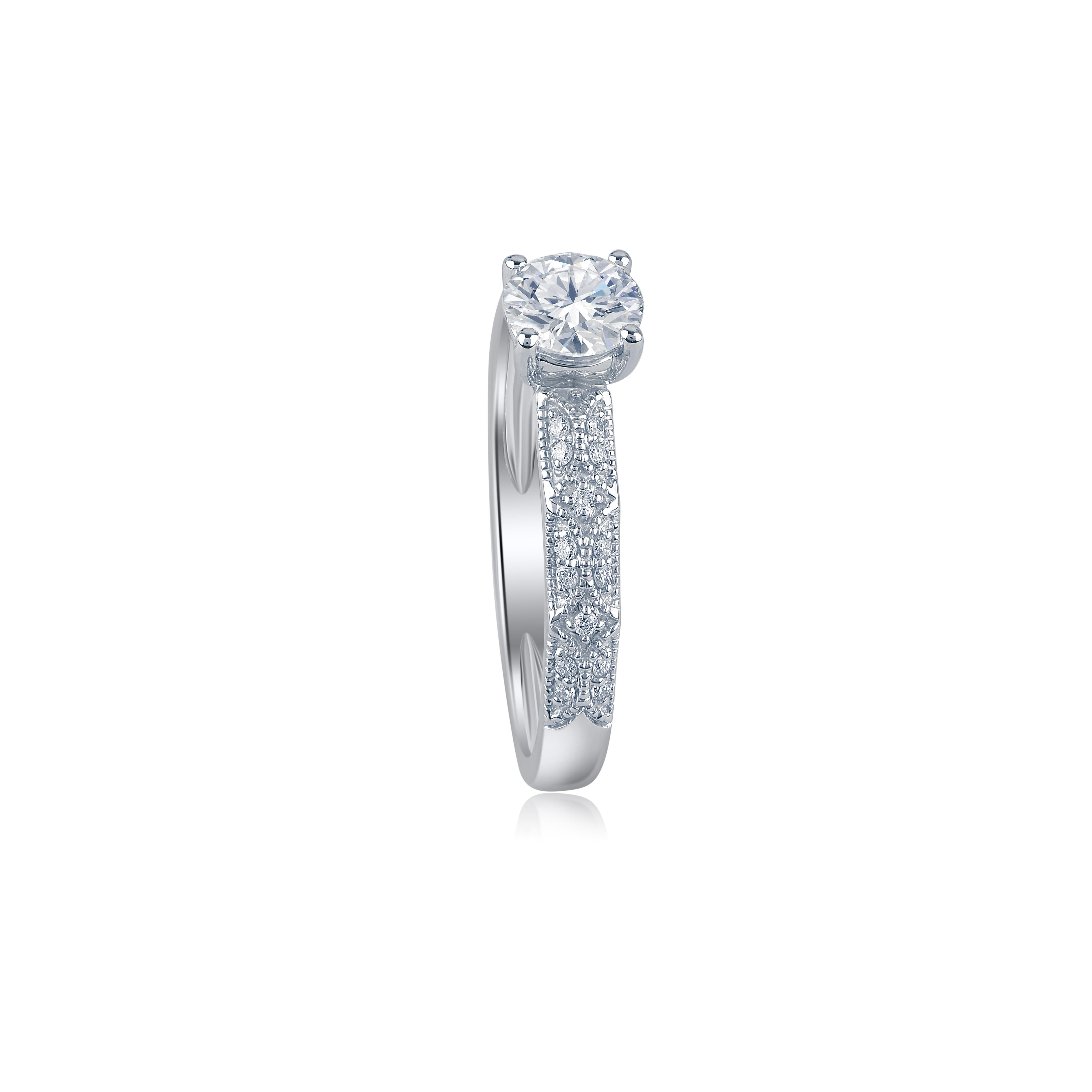 Brilliant Cut TJD 0.75 Carat Brilliant Diamond 14 Karat White Gold Solitaire Wedding Ring For Sale