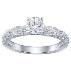 TJD 0.75 Carat Brilliante Diamond 14 Karat White Gold Solitaire Wedding Ring