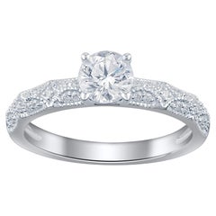TJD 0.75 Carat Brilliant Diamond 14 Karat White Gold Solitaire Wedding Ring