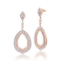 TJD Pendientes colgantes de oro rosa de 18 quilates con forma de hoja abierta y diamantes de 0,75 quilates