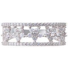 TJD 0,75 Karat Diamant 18 Karat Weißgold Fünf Blumen Jahrestag/Hochzeitsring