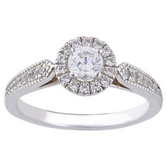TJD 0,75 Karat Diamant-Verlobungsring aus 18 Karat Weißgold mit Halo