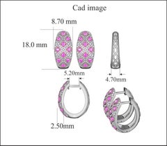 TJD 0.75 Carati Nat. Orecchini Huggie Hoop in oro rosa 18 carati con Pink Diamond e diamanti bianchi