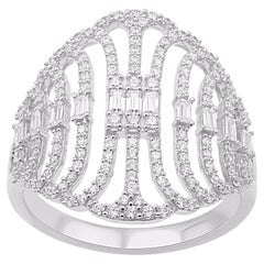 TJD 0.75 Carat Natural Diamond 14 Karat White Gold Layered Engagement Ring
