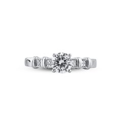 TJD 0.75 Carat Natural Round Cut Diamond 14 Karat White Gold Promise Ring