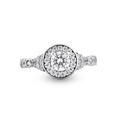 TJD 0.75 Carat Natural Round Cut Diamond 14KT White Gold Bridal Engagement Ring
