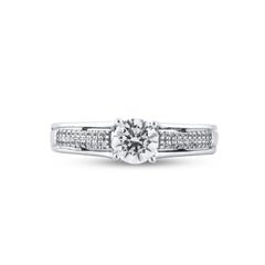 TJD 0.75 Carat Natural Round Cut Diamond 14KT White Gold Bridal Engagement Ring