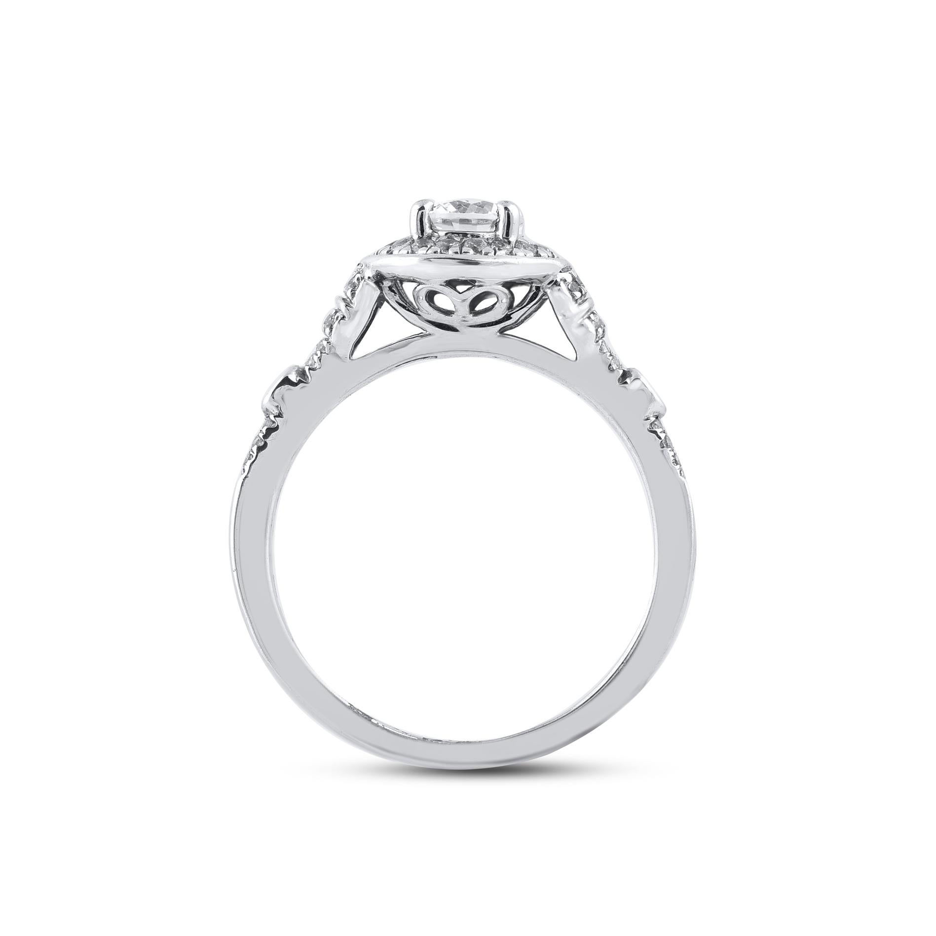 TJD 0,75 carati di diamante naturale taglio rotondo in oro bianco 14KT Anello di fidanzamento nuziale In condizioni Nuovo in vendita a New York, NY
