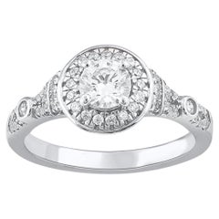TJD 0.75 Carat Natural Round Cut Diamond 14KT White Gold Bridal Engagement Ring TJD 0.75 Carat Natural Round Cut Diamond 14KT White Gold Bridal Engagement Ring