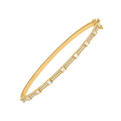 TJD 0.75 Carat Natural Round Diamond Bangle Bracelet in 18 Karat Yellow Gold
