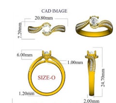TJD 0.75 Carat Round 18 Karat Yellow Gold Diamond Twisted Engagement Ring