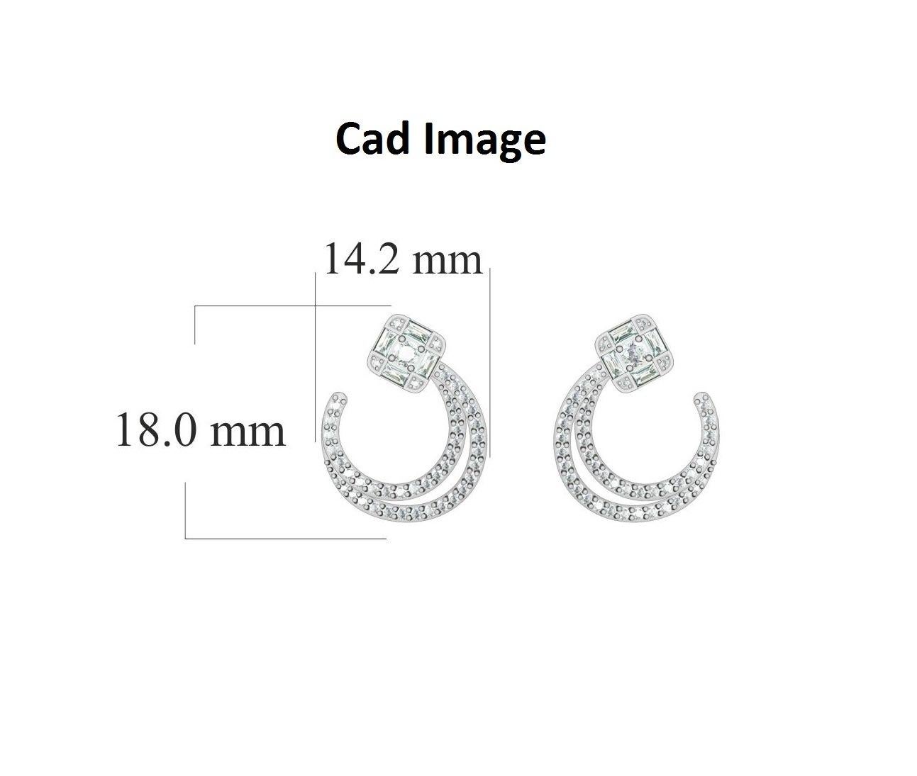 Una delizia scintillante, questi orecchini con diamanti si adattano alla sua estetica affascinante. Impreziosito da 92 diamanti tondi taglio brillante e 8 diamanti taglio baguette incastonati in pave, prong e channel setting, abbaglia con un colore
