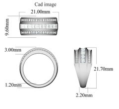 TJD 0.75 Carat Round and Baguette Diamond 14K White Gold Triple row Wedding Band