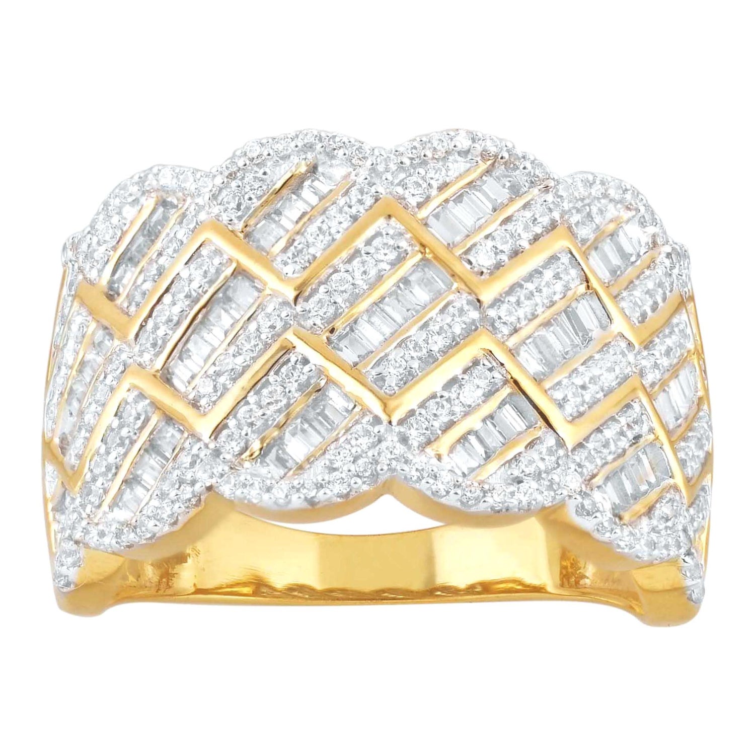 At Auction: 10k yellow gold chanel white baguette cut and round