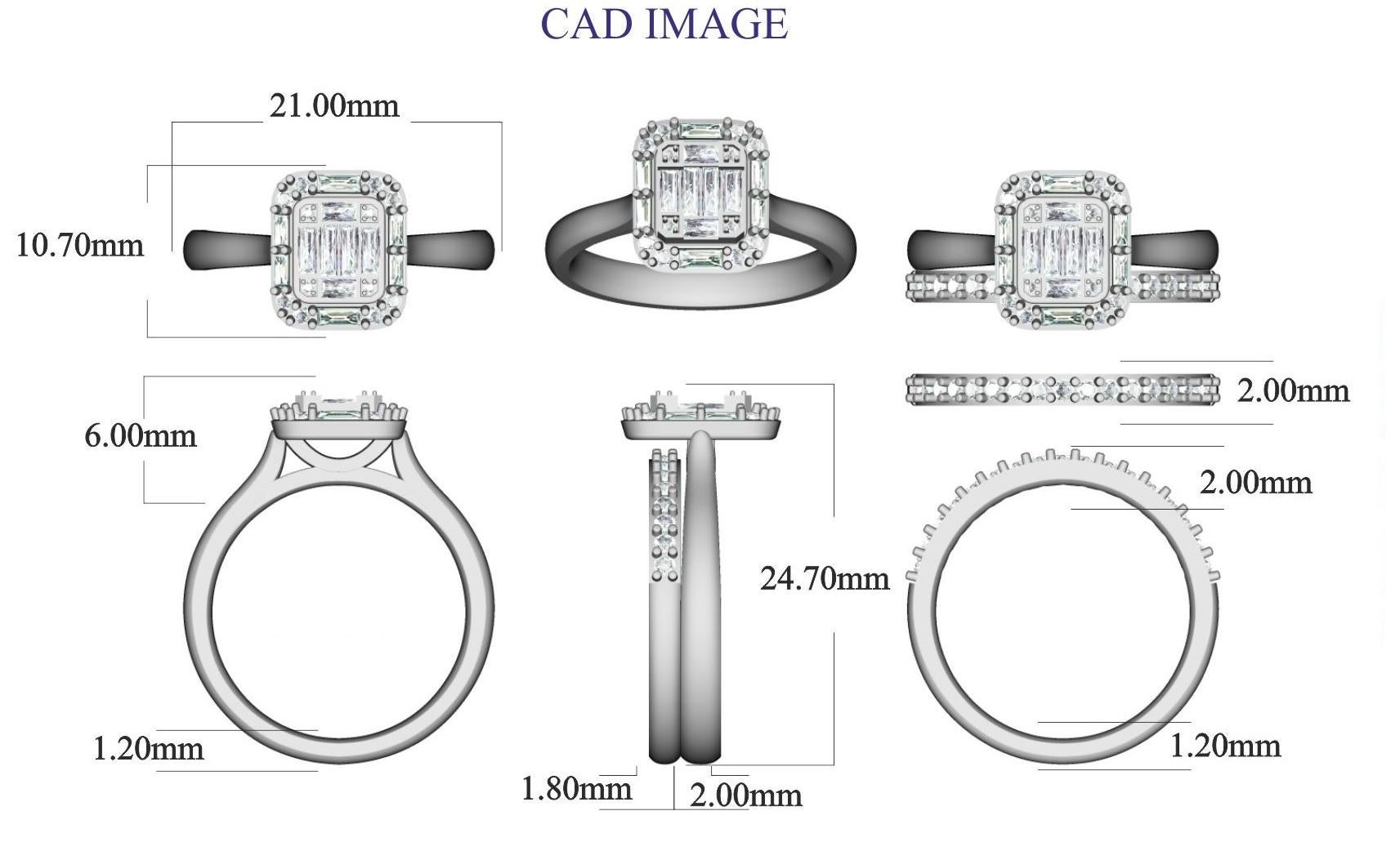 Davvero squisito, questo  Diamante multiplo a onda larga  L'anello sarà sicuramente ammirato per l'intrinseca bellezza classica e l'eleganza del suo design. Il peso totale dei diamanti è di 0,75 carati, il colore è H-I, la purezza I2 e sono