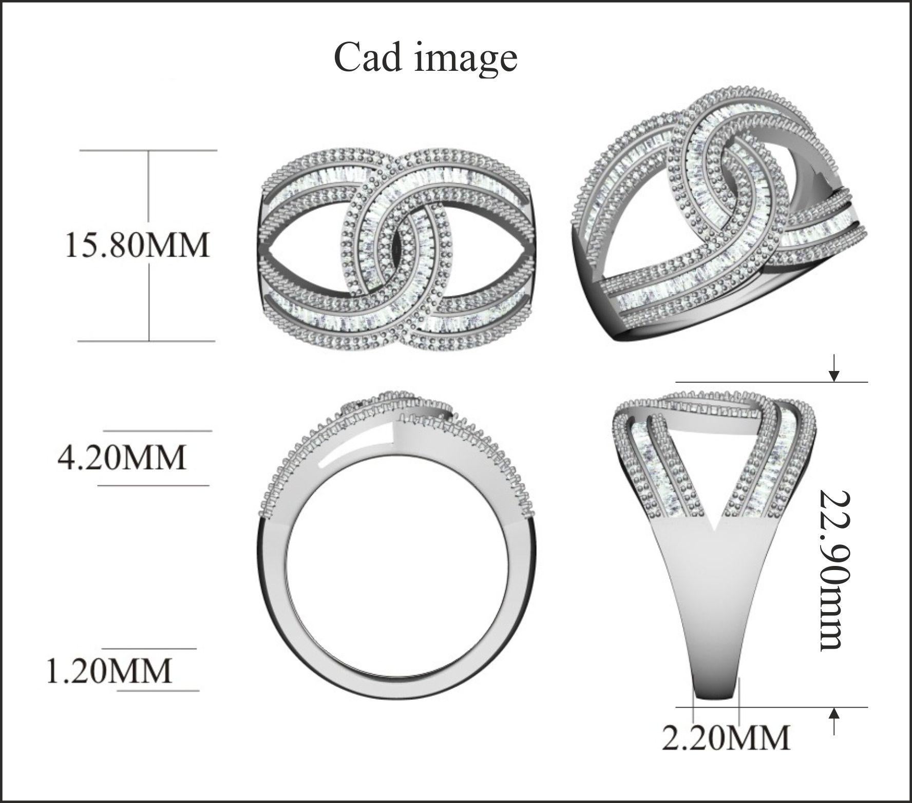 Ajoutez de l'éclat à votre look de jour ou de nuit avec cette bague enveloppante Ent-wined. La bague est fabriquée en or 14 carats (blanc, rose ou jaune au choix) et comporte 180 diamants ronds et 94 diamants baguettes en serti clos et en serti