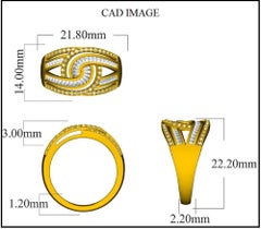 TJD 0.75 Carat Round & Baguette Diamond 14K White Gold Interlocking Wedding Ring