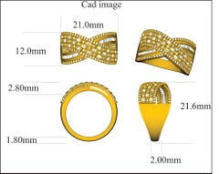 TJD 0.75 Carat Round & Baguette Diamond 14K Yellow Gold Crossover Fashion Ring