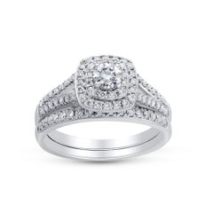 TJD 0.75 Carat Round Diamond 14 Karat White Gold Enchanting Engagement Ring